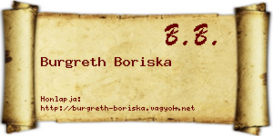 Burgreth Boriska névjegykártya